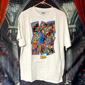 Vintage 90's Marvel T-Shirt Men's XL White Cotton X-Men Trading Cards Collection
